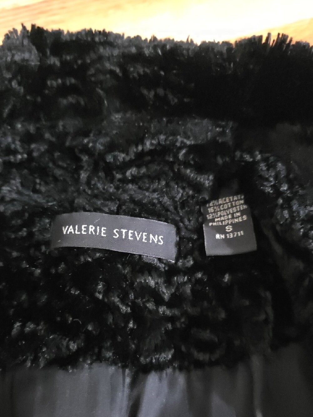 Valerie Stevens Black Faux Fur Tie-Waist Teddy Jacket Hook Closure Womens S - Picture 2 of 9